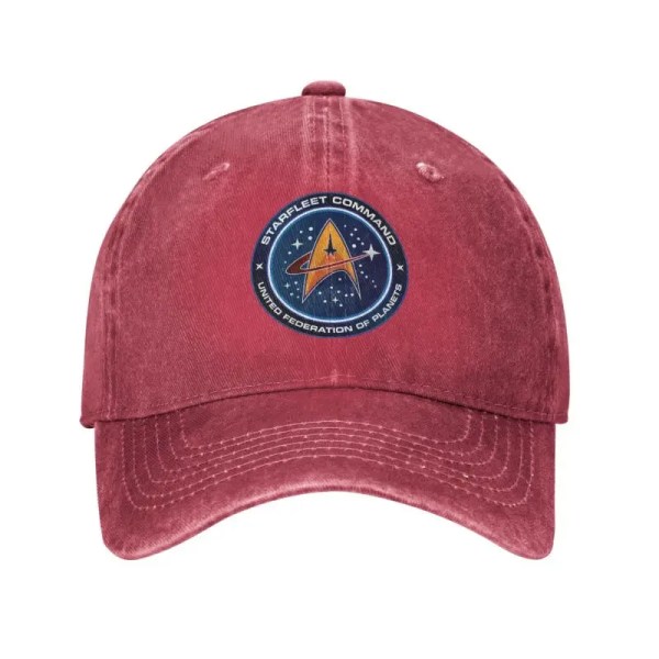 Mode Baseballkeps i Bomull med Star Trek-Motiv för Kvinnor och Män, Justerbar Dad Hat Red