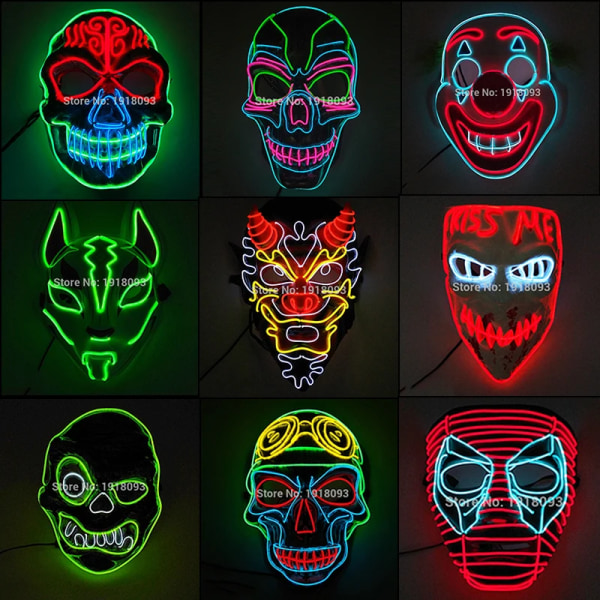 Fashion Masque Masquerade Masks Halloween Glow Party Supplies Neon Mask LED Mask EL style 21