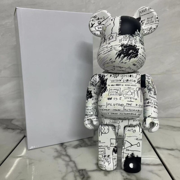 Bra pris Kvalitet Bearbricks 400% Daft Punk Be@rbrick 28cm Målning Svart Basquiat Skulptur Staty Bear Brick Action Figurine Silver 28cm