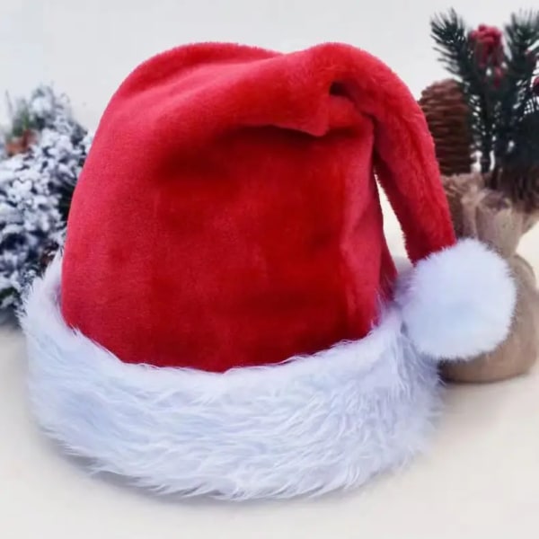 Julhatt Röd Blå Grön Svart Vuxen Barns Tjock Plysch Xmas Hat Noel Present Gott Nytt År 2024 God Jul Hatt Kid C