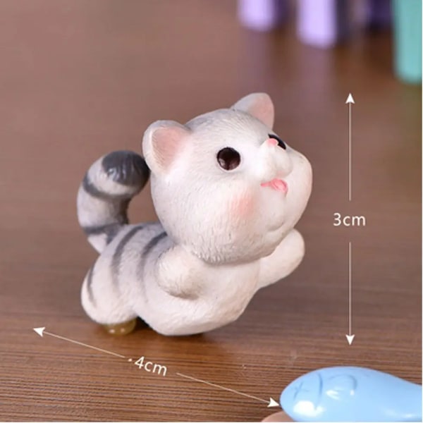 Harts Micro Cat Statyett Gör-det-själv-figurer Leksaker Miniatyrmodell Dekorationer Dockhustillbehör Bonsai-dekor Fairy Trädgårdstillbehör