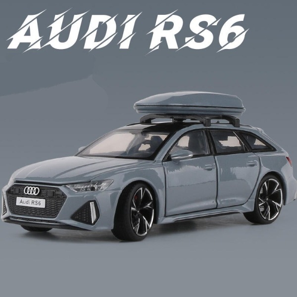 Audi RS6 bilmodell i legering, bilmodell i formgjuten metall, ljud- och ljussimulering, barnleksaker, present, 1/32 Gray