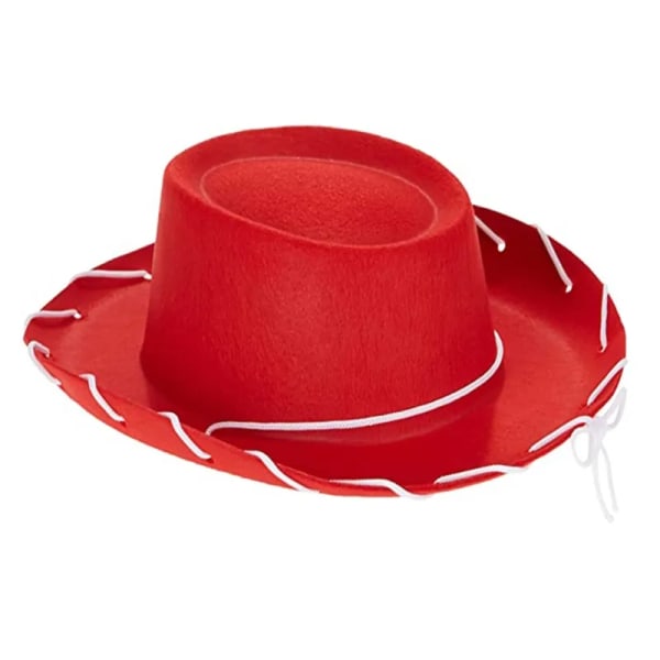 Cool västerländsk filt Brun Röd Cowboyhatt Justerbar för Halloween Rollspel Festivaler Temafest Kostymer för pojkar Flickor Red