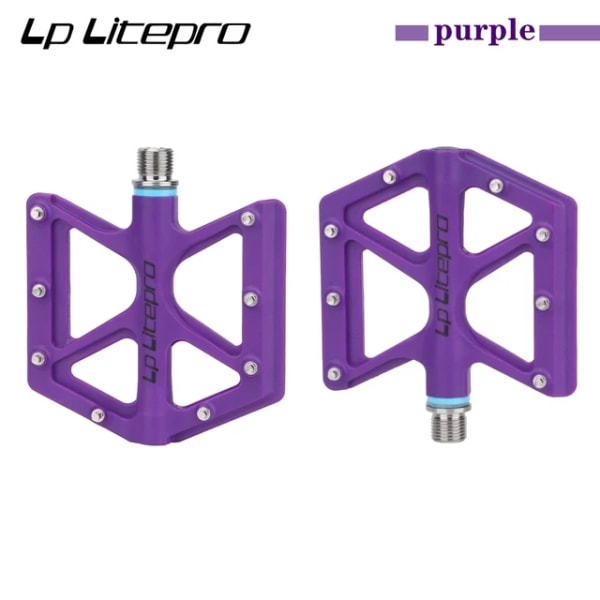 Litepro Cykelpedal Titanlegering Axel Nylon Bredda Anti-slip Ultralätt 170 g för hopfällbar landsvägscykel DU-lagerpedal purple