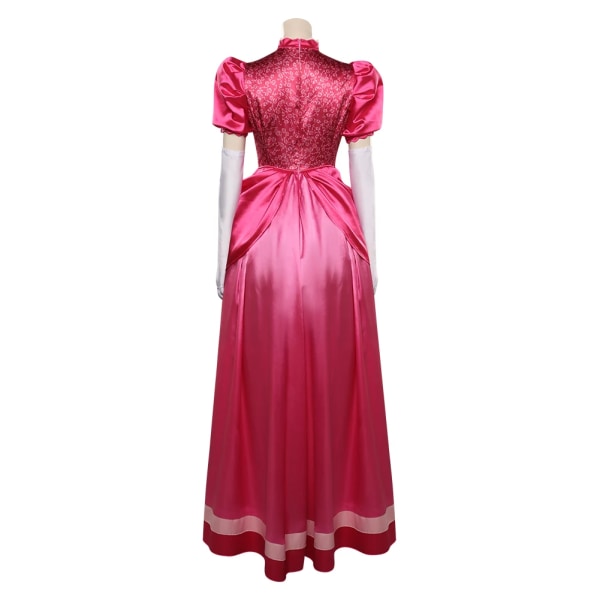 Princess Cos Peach Cosplay Kostym Klänning Jumpsuit Handskar Fantasia Outfits Rosa Uniform Halloween Carnival Kostym för vuxna kvinnor Female Dress XL