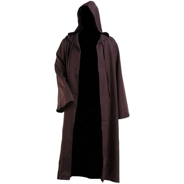 Herr Barn Tunika Hooded Robe Kappa Riddare Cosplay Kostym Wizard Vampire Robe Kappa Cape Monk Fancy Halloween 1 XL