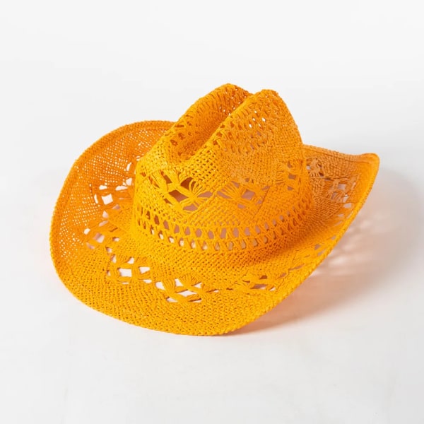 Western Hat Lafite Straw Cowboy Hatt Ihålig design Man och kvinnor kan bära utomhus strand semester solhatt INS Cowboyhatt i het stil Type 9