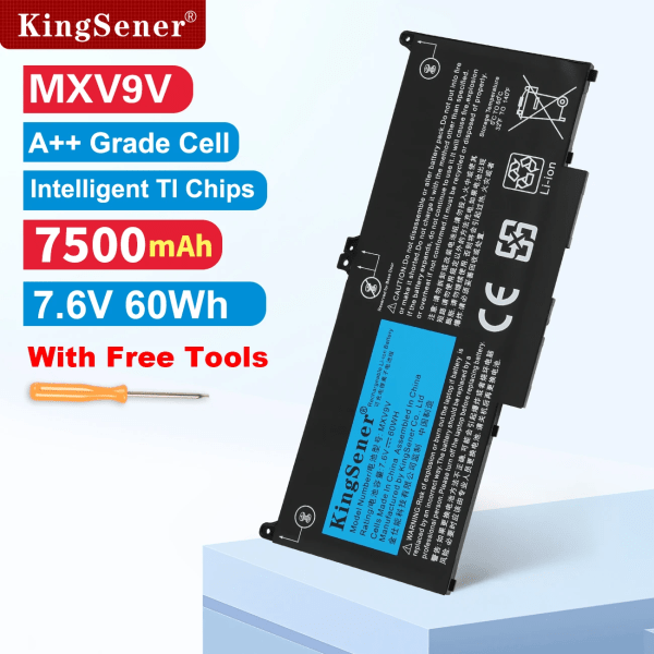 Laptopbatteri KingSener 7,6V 60WH MXV9V För Dell Latitude 7300 7400 5300 5310 5300 5310 2-i-1-serien 5VC2M 05VC2M 829MX 0829MX