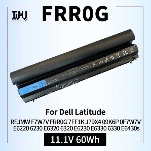 Laptopbatteri Nytt RFJMW F7W7V Y61CV 60Wh Kompatibel med Dell Latitude E6220 6230 E6320 6320 E6230 E6330 6330 E6430s PN FRR0G FRR0G 11.1V 60Wh