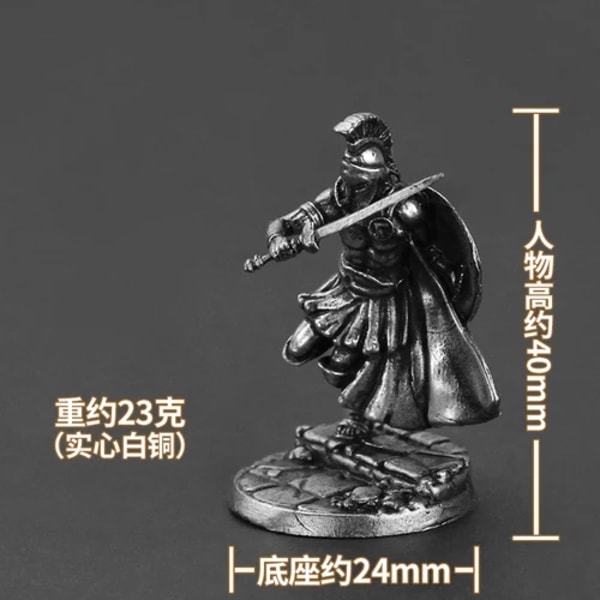 Vit kopparprydnad Hero of Sparta Legion Soliders Modellfigurer Miniatyrer Leksaker Pojkar Tecknad metall Skrivbord Inredning Tillbehör