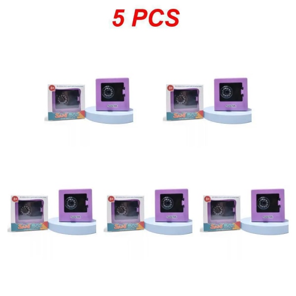 1~10st Creative Cartoon Penningboxar ATM Roterande Lösenord Spargris Mini Barn Myntsparande Spargris Insättningsskåp med Purple 5pcs