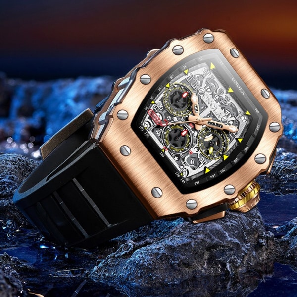 ONOLA Brand Luxury Watch Herr Armbandsur Multifunktion Sport Vattentät Lysande Sport Casual Clock Herr Quartz Watches Herr Rose black