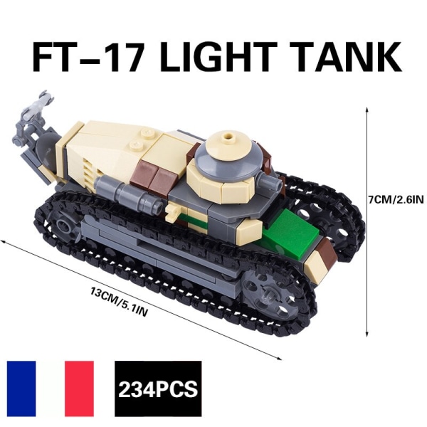 MOC Leksaker Vapen WW1 Fordon Tank Modell Byggstenar Tysk US Soldat Panzers Pansarvärnsvapen Mini Tegelstenar Arméleksaker Barn plum