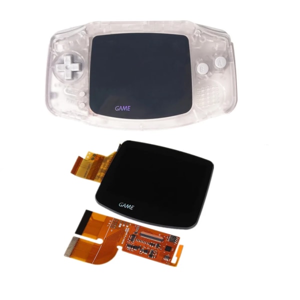 För Game Boy Advance Nintend 3,0 tums IPS AGB LAMINERAD KIT Bakgrundsbelysning Tillbehörssatser Ljusstyrka Justera med skal 3.0 clear red