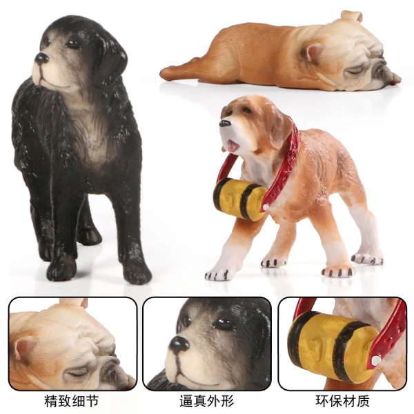 Simulering Hund Action Figurer Figurer, Bulldog, Valp, Bull Terrier Variation Husdjurshund Handmålade modeller Samling Pedagogisk leksak