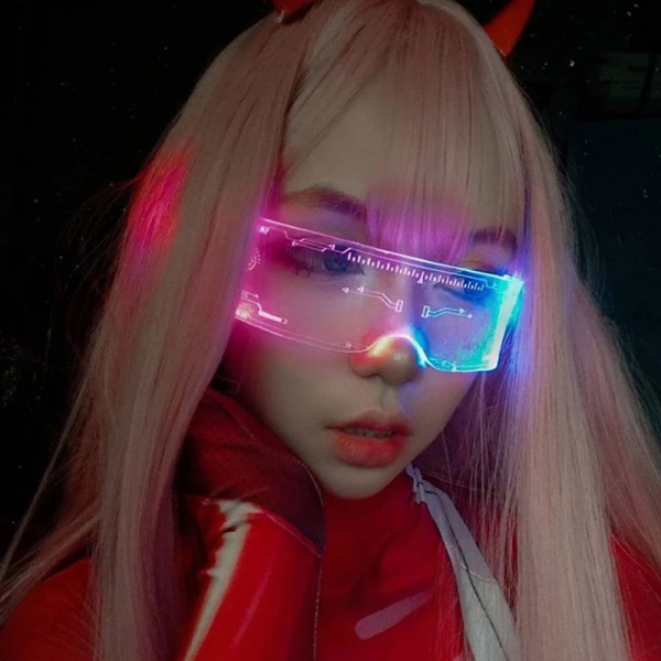 Dekorativa Cyberpunkglasögon i 7 färger Färgglada självlysande glasögon LED lyser upp style 10