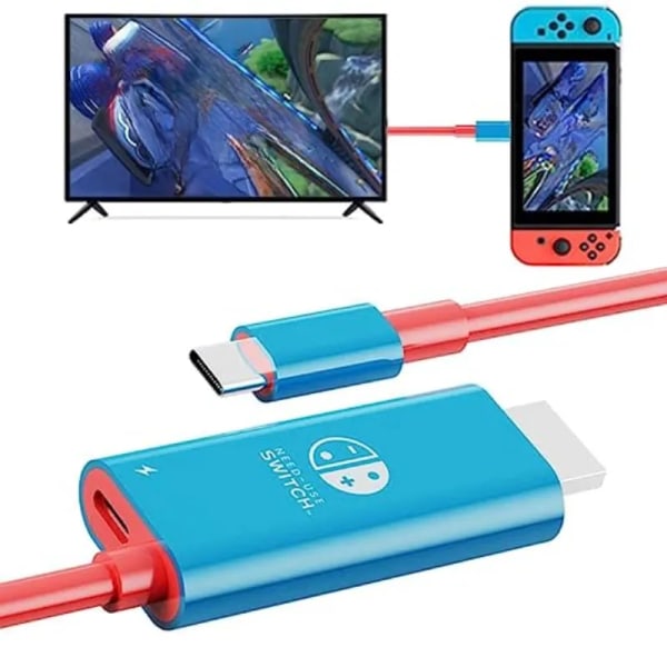 Bärbar Switch Dock USB Typ C till HDMI Konverteringskabel för TV Dockningsläge Kompatibel med Nintendo Switch, Steam Deck Blue