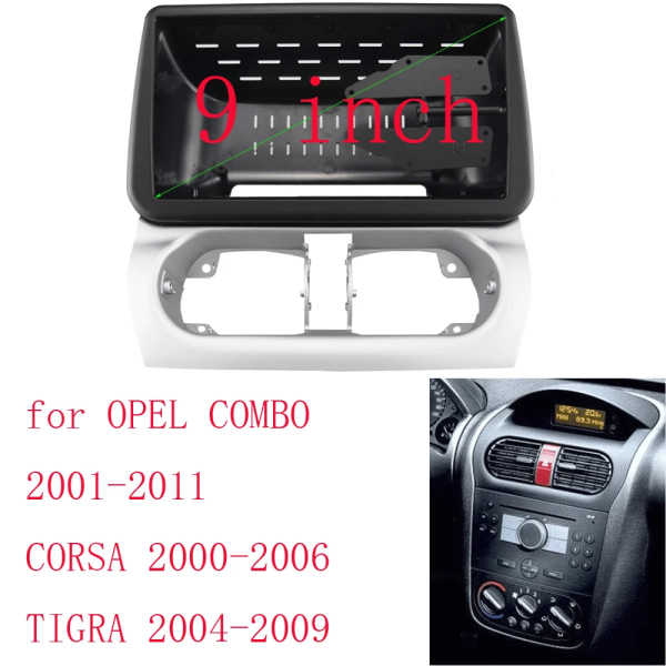 9 tums bilradiopanel för OPEL COMBO CORSA 2001-2011 instrumentbrädesats installations GPS Facia konsol ram adapterplatta täckram 9inch