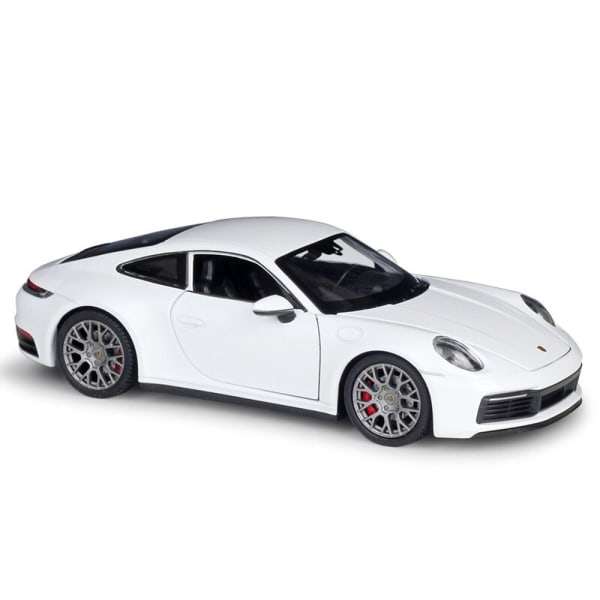 Welly 1:24 Porsche 911 Carrera 4S Sport i legerad bilmodell Subuction och leksak Metallfordon Simulering Model Collection Barnleksaker White