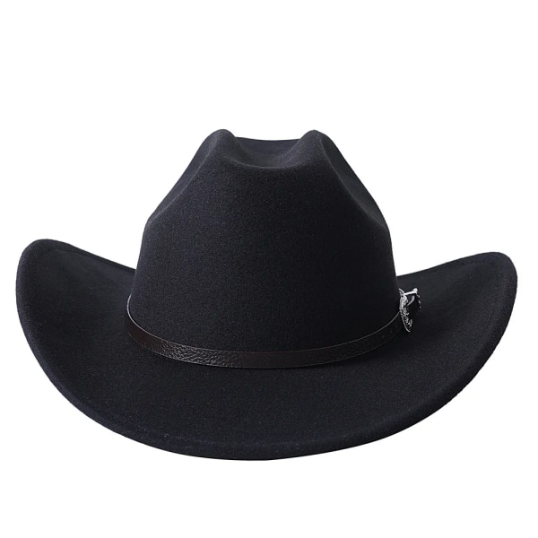 Cowboyhatt i etnisk stil Mode Chic unisex enfärgad jazzhatt med tjurformad dekor Western Cowboyhattar 38