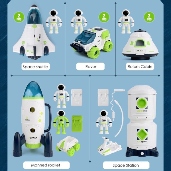 Espace leksaker för pojkar, rymdmodell, arméfärja, rymdstation, raket, flygserier, pussel, leksak, bil, present - tryck- och leksaksfordon 3 in 1 set