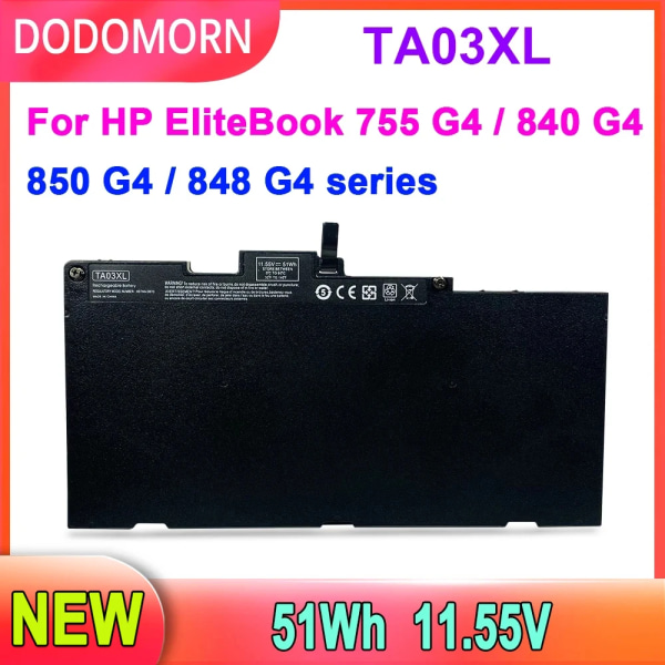 Laptopbatteri NYTT TA03XL För HP Elitebook 745 755 840 848 850 G3 G4 11,4V Uppladdningsbart reservdelar hög kvalitet