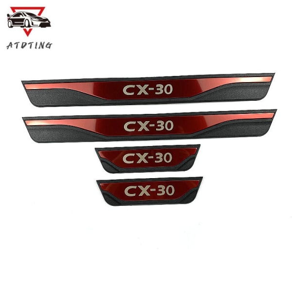 Bildörrtröskelskydd i rostfritt stål, pedalskyddsklistermärke för Mazda CX-30 2019 CX30 CX 30, cover Rouge