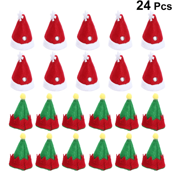 Jul Lollipop Hatt Hattar Mini Tomte Godis Flaska Cap Cover Claus Dekorationer Kepsar Elf Hantverk Tiny Topper Miniatyr Cup Diy As Shown