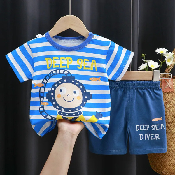 Märke Bomull Baby Fritidssport Pojke T-shirt + shorts Set Toddler Baby 13 5y to 6y 130