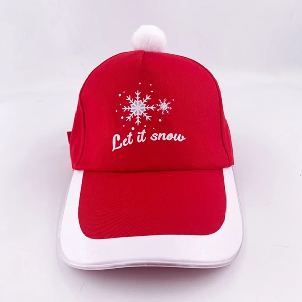 2023 Merry Christmas Party Tillbehör Dekor Snöflinga Ren Santa Claus Baseball Hat Glödande LED Röd Cool cap Christmas cap 05