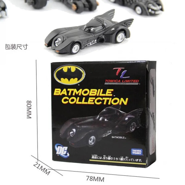 Tomica Carmobile Metal Batmobile bilmodell, presentleksaker att samla in, komplett set mini Moto Batman Chariot-modeller 4
