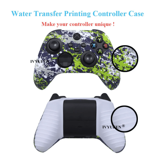 för XBox Series SX Controller Water Transfer Printing Skyddande case Skin med tumgrepp Graffiti P