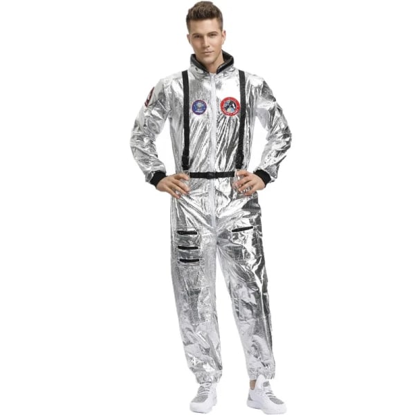 Par och barn Astronaut Cosplay Jumpsuit Unisex Uniform Halloween Carnival Party Fancy outfit Plus Size Silver Space Costume Men XL