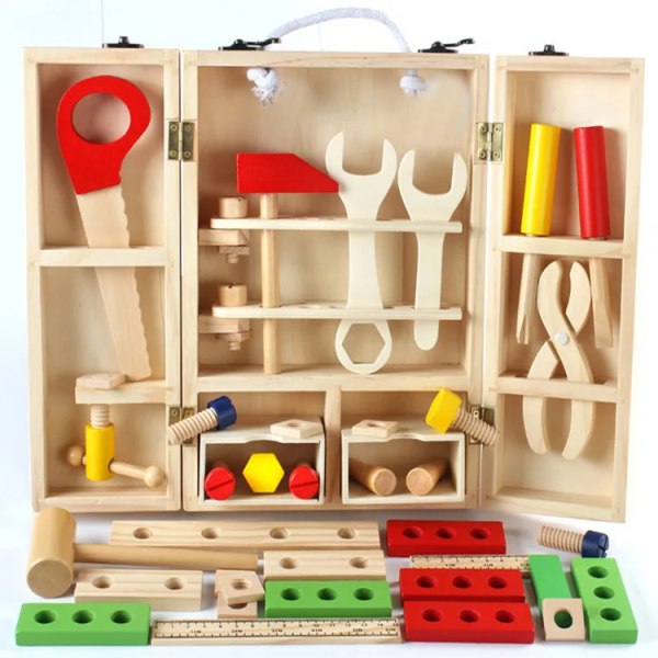 Trä multifunktionellt set box Träleksak Baby Pedagogiska leksakspresenter XL01