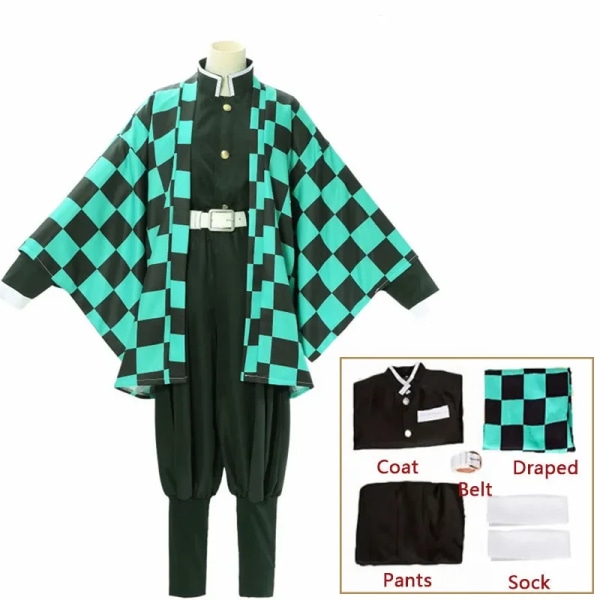 Tanjirou Kamado Kostym Anime Cosplay Män Kimono Uniform Halloween Party Demonier Kvinnor Kläder Barn C M