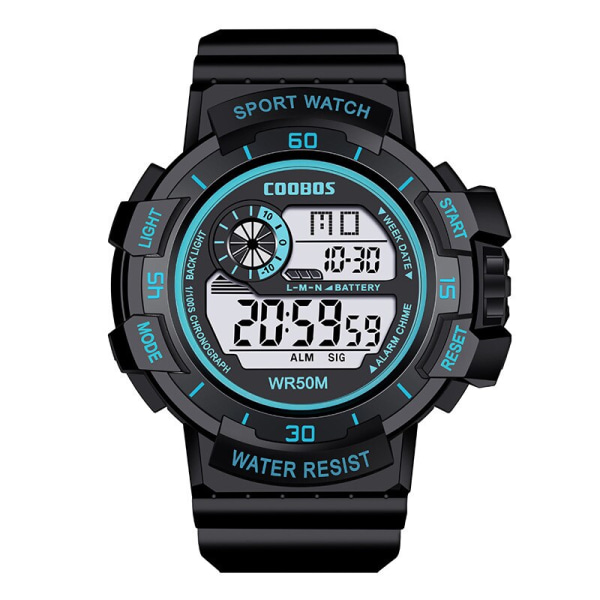 COOBOS 30M vattentät digital watch för män Sport Elektronisk LED-armbandsur Casual Lysande Svart Blå Man Clock reloj hombre Blue