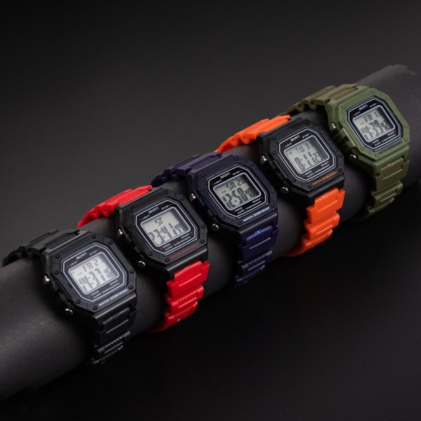 Mode män Digitala armbandsur Sport Army Green Herrklockor Lyx LED Elektronisk klocka Vattentät fyrkantig urtavla Reloj Hombre Red