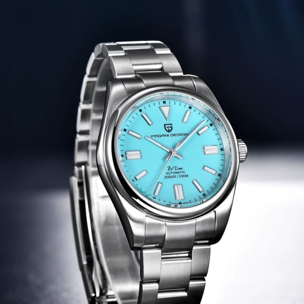 PAGANI DESIGN 2023 Automatisk watch i rostfritt stål Enkel mekanisk armbandsur Japansk sport lyxig safirglasklocka Silver Black V2 Edition
