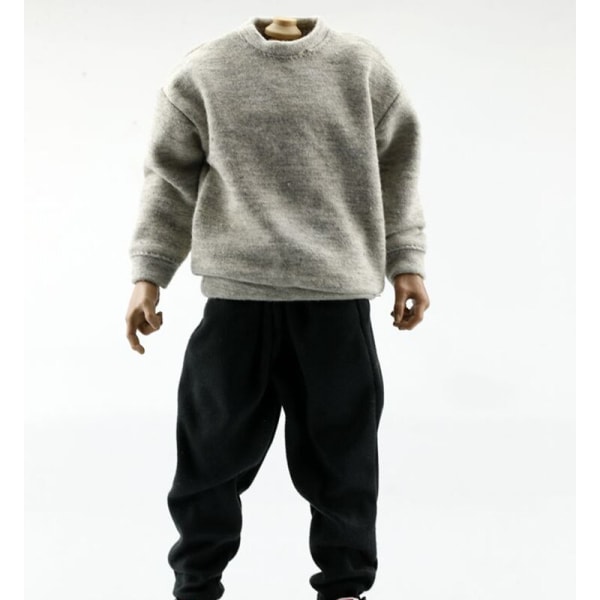 1/6-skala Mode Långärmad Luvtröja Herrtröja Hip-Hop Lösa Byxor Stängande Fötter Morotsbyxa för 12'' Action Figure B Sweater