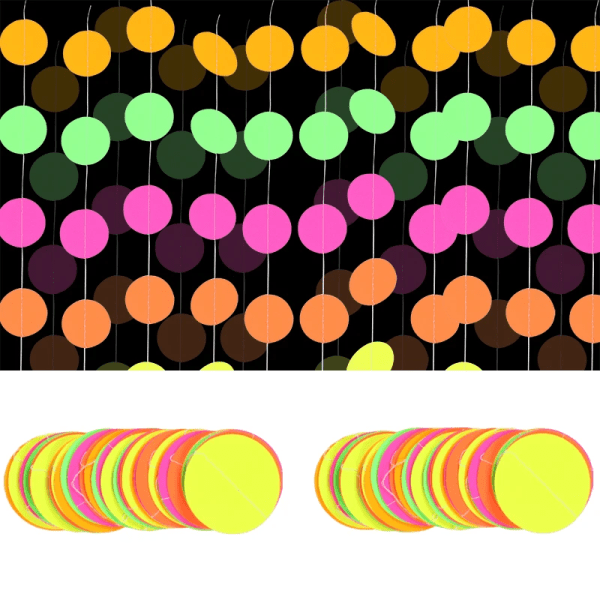 Glow Neon Festmaterial Lysande tejp Papper Tofs Garland Glow In Dark Sticker 45pcs dots