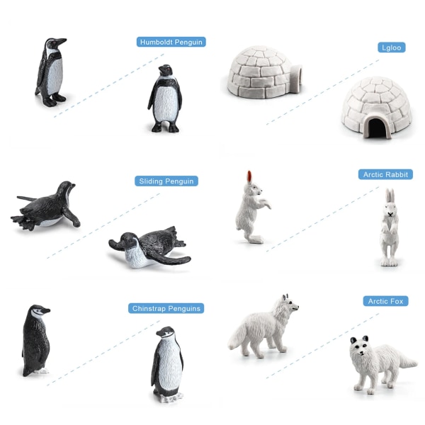 Simulering Arktiska djur Figurer Pingviner Nordpolen Björn Delfin Actionfigurer Samling Modell Leksaker För Barn Presenter
