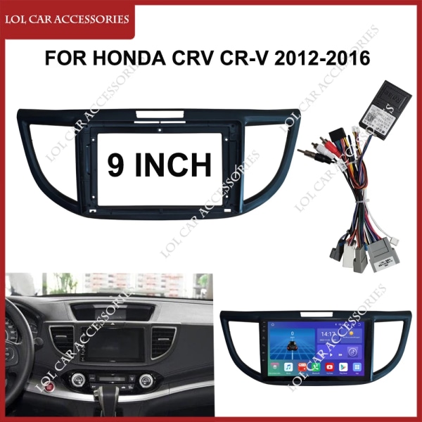 9 tum för Honda CRV CR-V 2012-2016 Bilradio Stereo Android MP5 GPS-spelare 2 Din Head Unit Panel Casing Frame Fascia Cover Whole Set