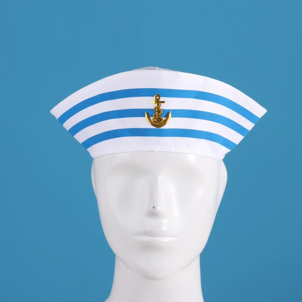 Kvinnor Kapten Sailors Cosplay Dräkt rekvisita Sidenmode Fyrkantig halsduk Professionell slips Pannband med militär cap och handskar set White Blue One Size