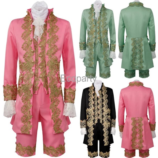2022 medeltida kung prins kostym för män Rokokostil Broderijacka Väst Byxa Set Deluxe Ball Scen Show Cosplay Outfits Green L