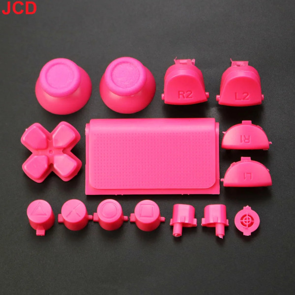 JCD 1set 18färger Full Set Joysticks D-pad R1 L1 R2 L2 Riktningsknapp AB XY-knappar för PS4 Pro Slim JDS 040 JDM 040-kontroller pink