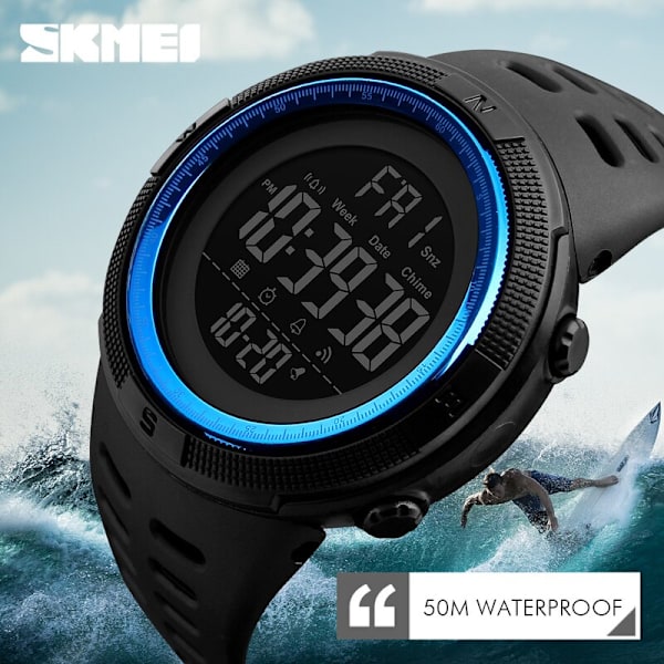 Sportklockor f r m n Chrono Countdown Dual Time Armbandsur Herr Vattent t Digital Watch Man milit rklocka Relogio Masculino all black