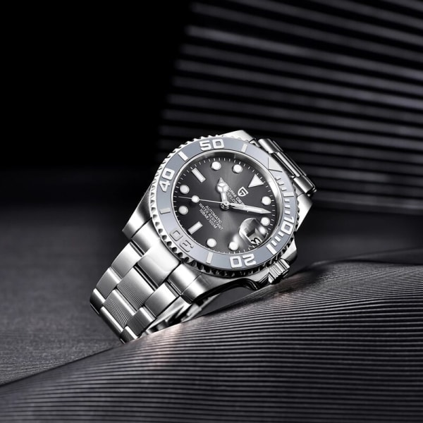 PAGANI DESIGN Watch Lyx Sapphire Mekanisk Armbandsur Toppmärke Automatisk Watch Rostfritt stål Vattentät 100M Herrklockor Gold Black