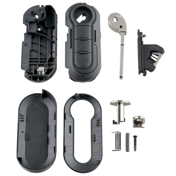 Vikbar bilnyckel med 3 knappar, fjärrkontroll, case, tillbehör till Fiat 500, Doblo, Ducato, Krasnopunto, Kit Royaume-Uni