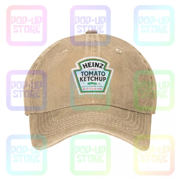 Heinz Americas Favorite Ketchup Graphic 80S 90S Washed Denim Baseball Cap Natural