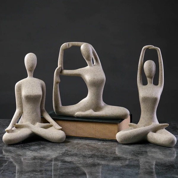 3 Stilar Abstrakt Konst Yoga Poser Figur Staty Damfigur Staty Hem Yoga Studio Dekoration Ornament